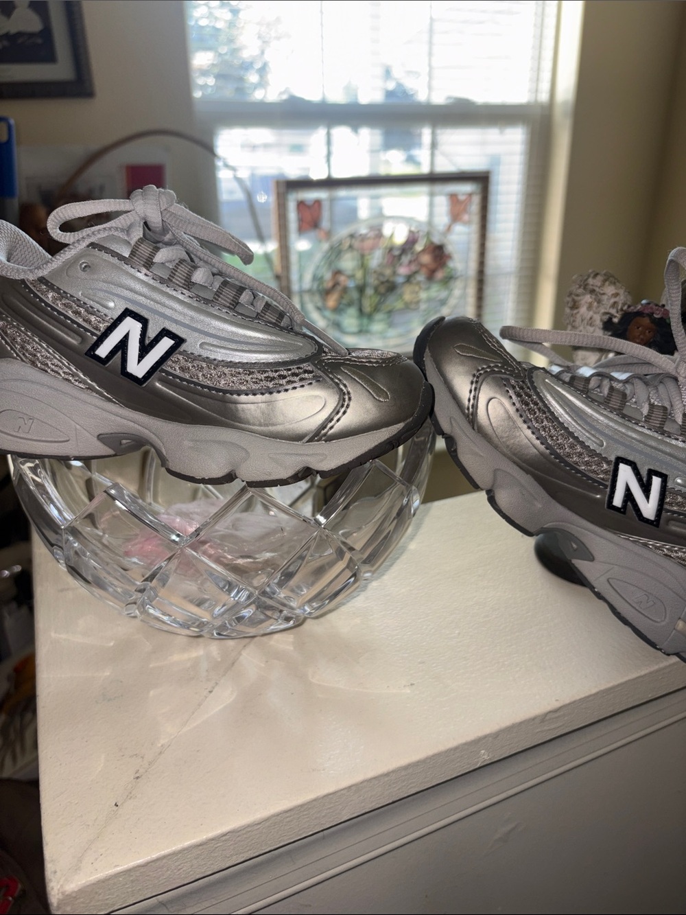 New Balance Kids Silver and Gray Athletic Sneakers